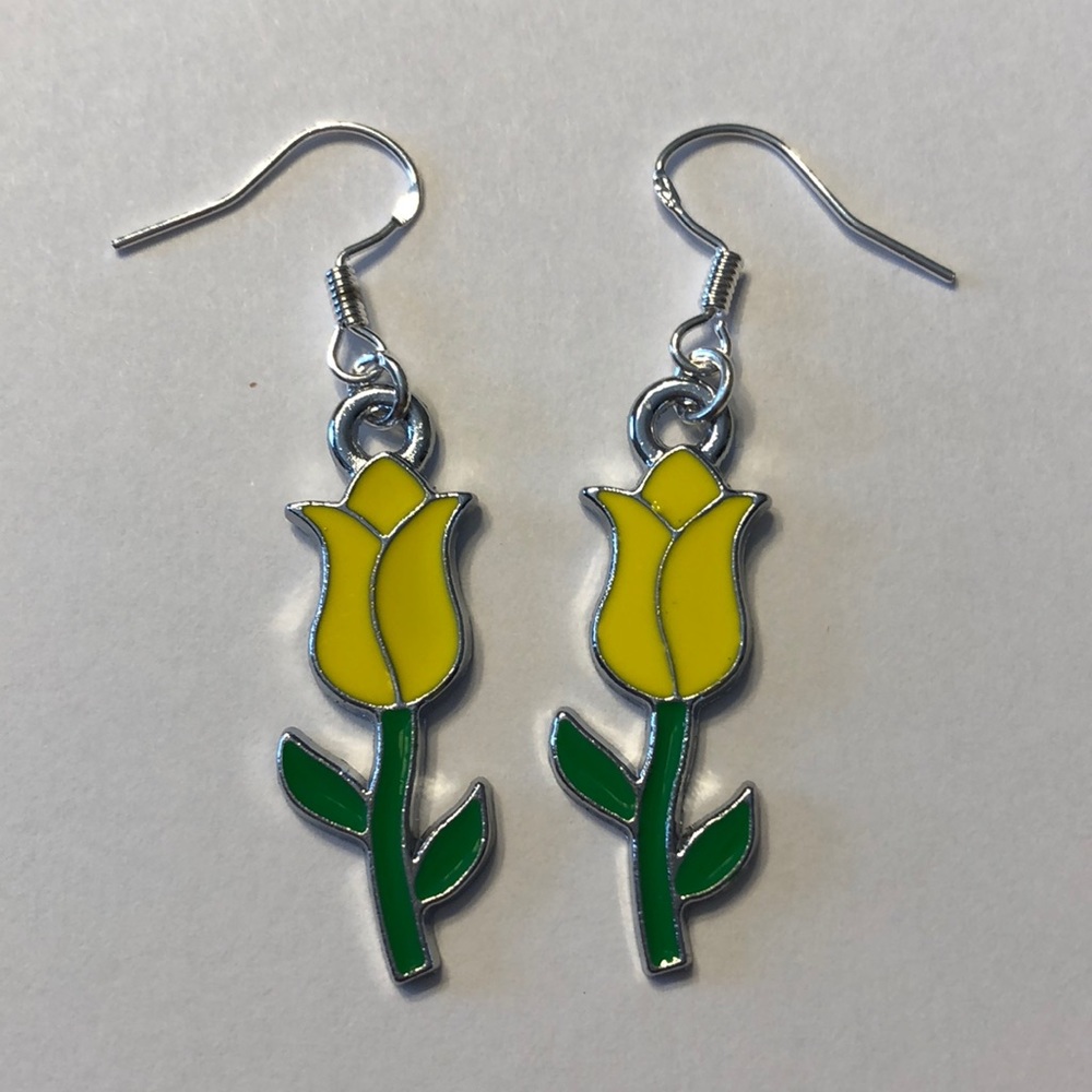 Yellow Tulip Earrings.
